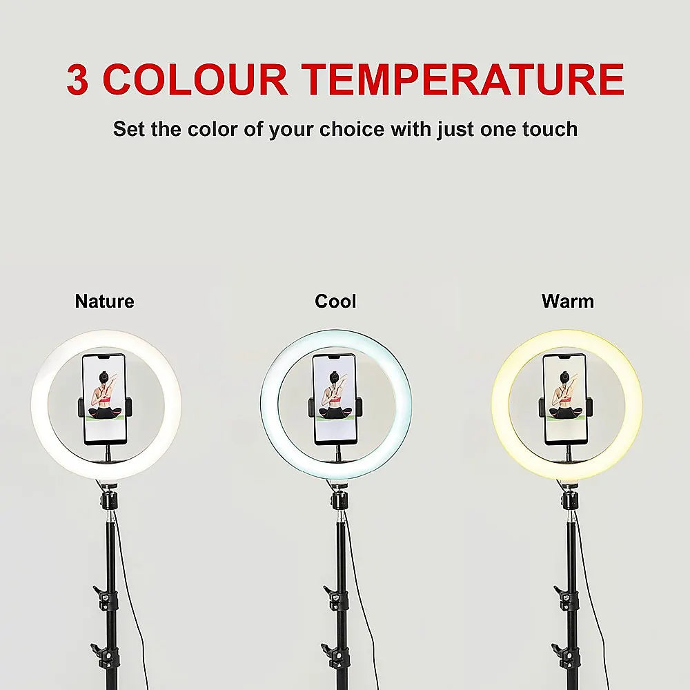 10" LED Selfie Ring Light with 1.6M Tripod Stand Phone Holder Photo Live Makeup - Image 4