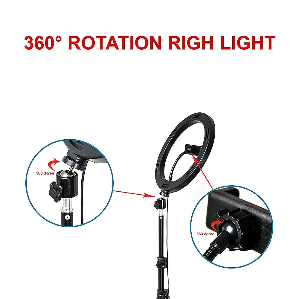 10" LED Selfie Ring Light with 1.6M Tripod Stand Phone Holder Photo Live Makeup - Image 5