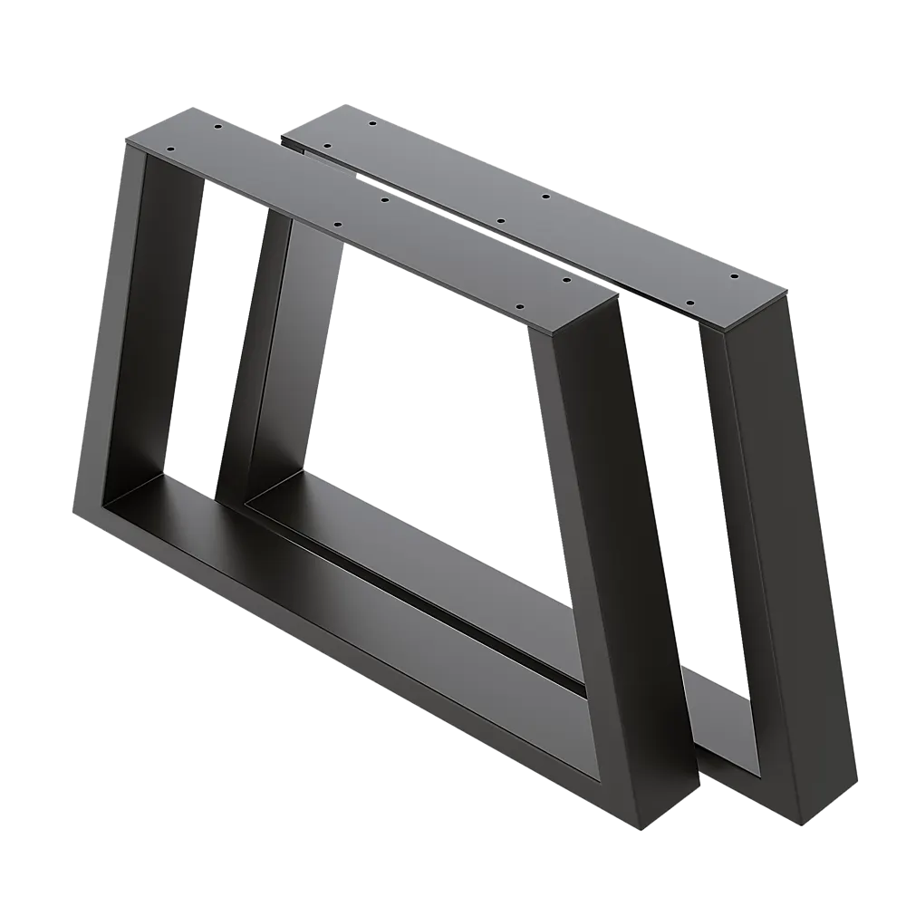 Trapezium-Shaped Table Bench Desk Legs Retro Industrial Design Fully Welded - Black