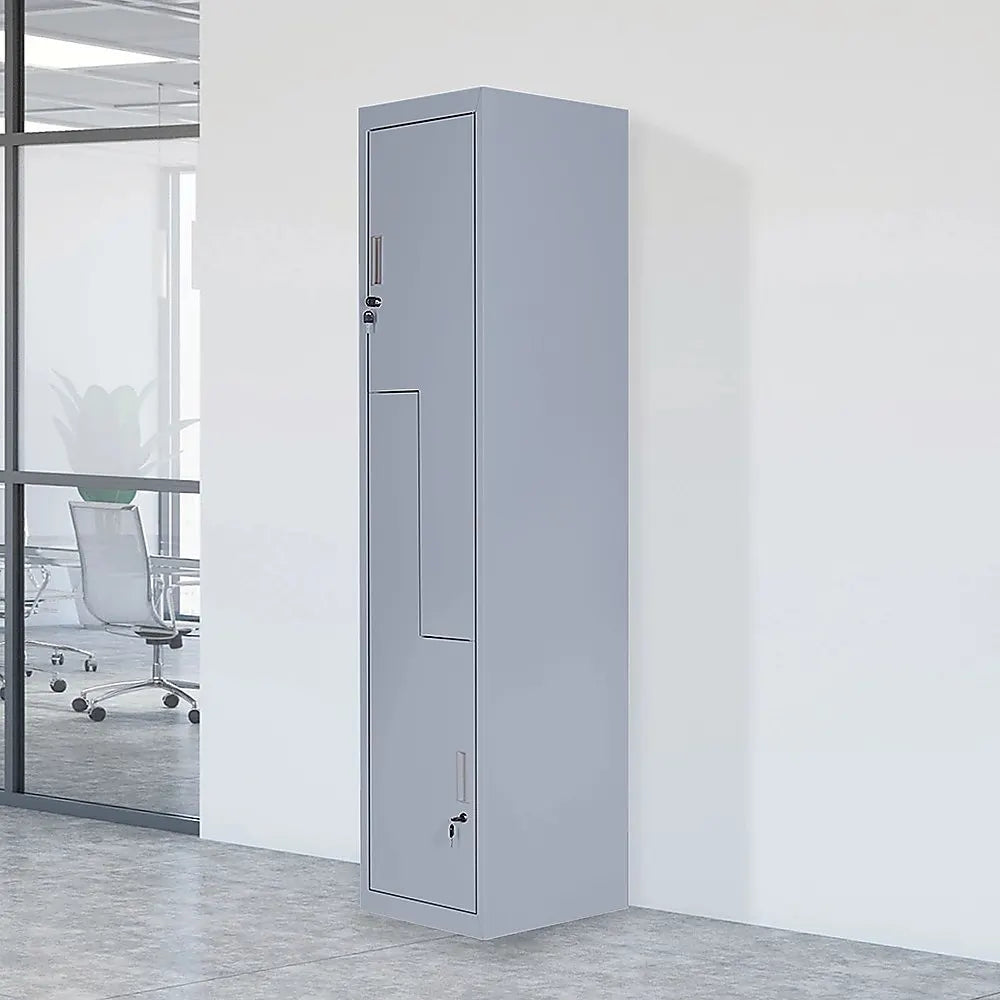 Grey Two-Door L-shaped Office Gym Shed Storage Lockers - Image 2