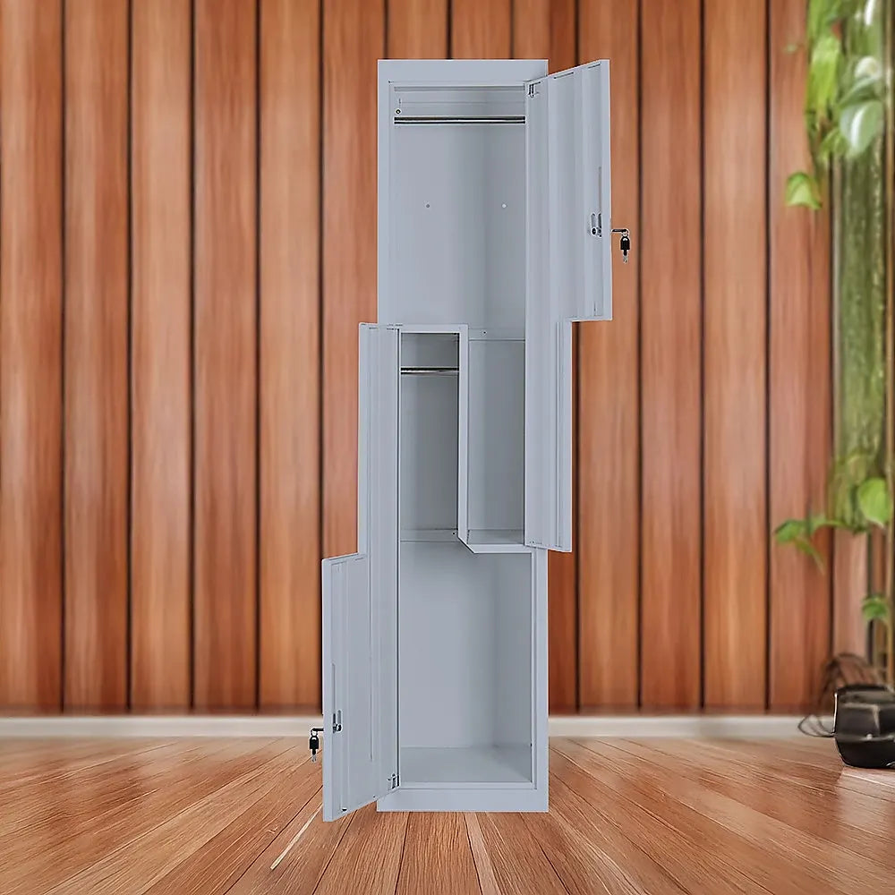 Grey Two-Door L-shaped Office Gym Shed Storage Lockers - Image 6