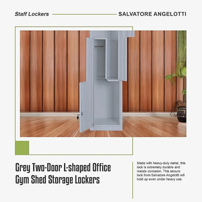 Grey Two-Door L-shaped Office Gym Shed Storage Lockers - Image 9
