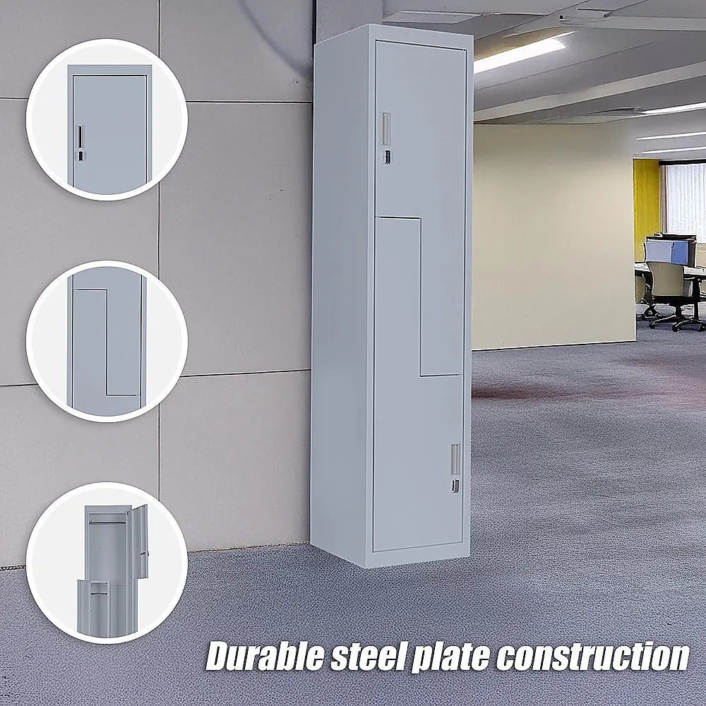 Grey Two-Door L-shaped Office Gym Shed Storage Lockers - Image 9