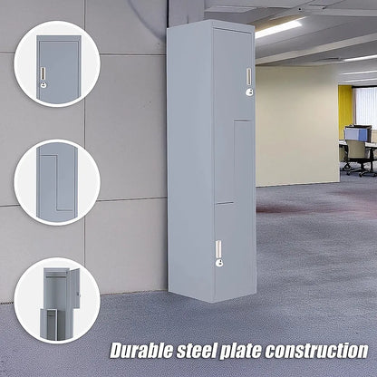 Grey Two-Door L-shaped Office Gym Shed Storage Lockers - Image 9