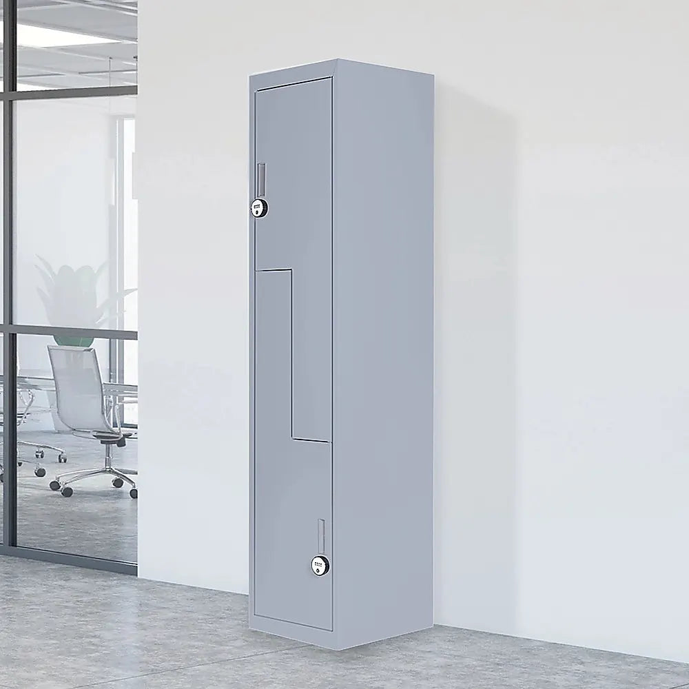 Grey Two-Door L-shaped Office Gym Shed Storage Lockers - Image 2