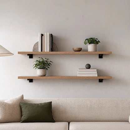 20cm Floating Shelf Brackets Industrial Metal Shelving Supports 4-Pack - Black - Image 7