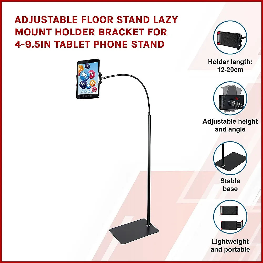 Adjustable Floor Stand Lazy Mount Holder Bracket For 4-9.5in Tablet Phone Stand - Image 3