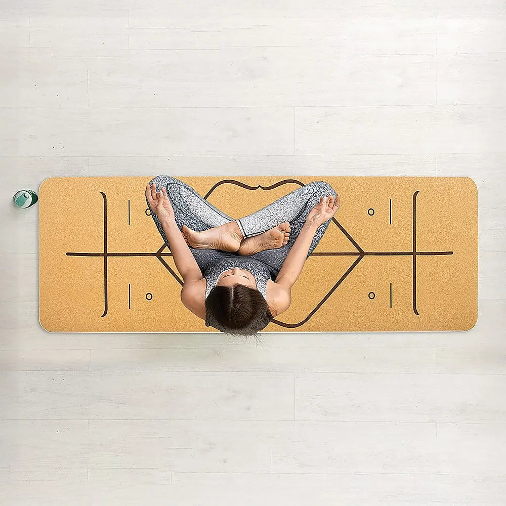 Natural Cork TPE Yoga Mat Sports Eco Friendly Exercise Fitness Gym Pilates - Image 2