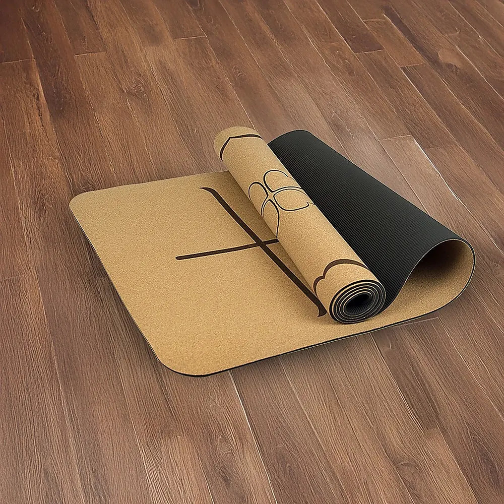 Natural Cork TPE Yoga Mat Sports Eco Friendly Exercise Fitness Gym Pilates - Image 6