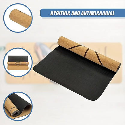Natural Cork TPE Yoga Mat Sports Eco Friendly Exercise Fitness Gym Pilates - Image 9
