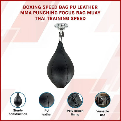 Boxing Speed Bag PU Leather MMA Punching Focus Bag Muay Thai Training Speed - Image 3