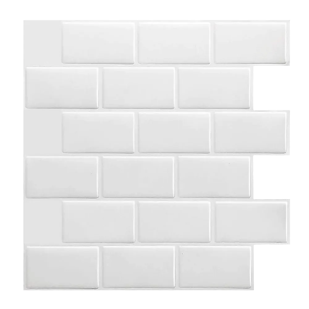 Tiles 3D Peel and Stick Wall Tile Subway White (30 x 30cm x 10 sheets)