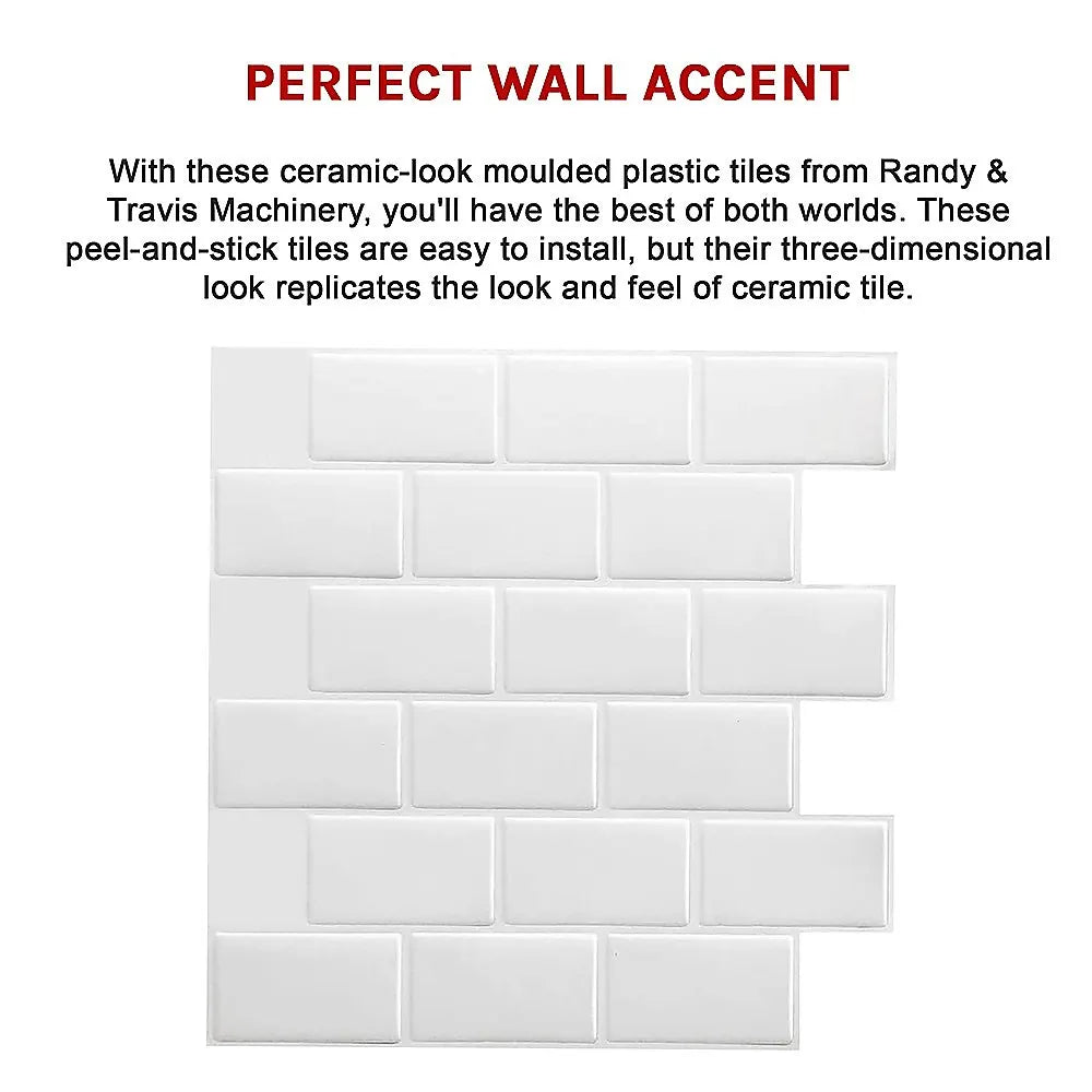 Tiles 3D Peel and Stick Wall Tile Subway White (30 x 30cm x 10 sheets) - Image 9
