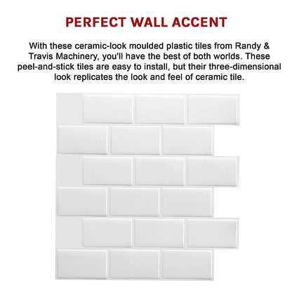 Tiles 3D Peel and Stick Wall Tile Subway White (30 x 30cm x 10 sheets) - Image 9
