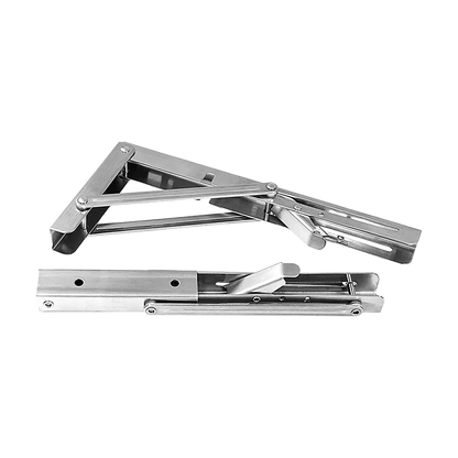 2x 10" Stainless Steel Folding Table Bracket Shelf Bench 50kg Load Heavy Duty - Image 4