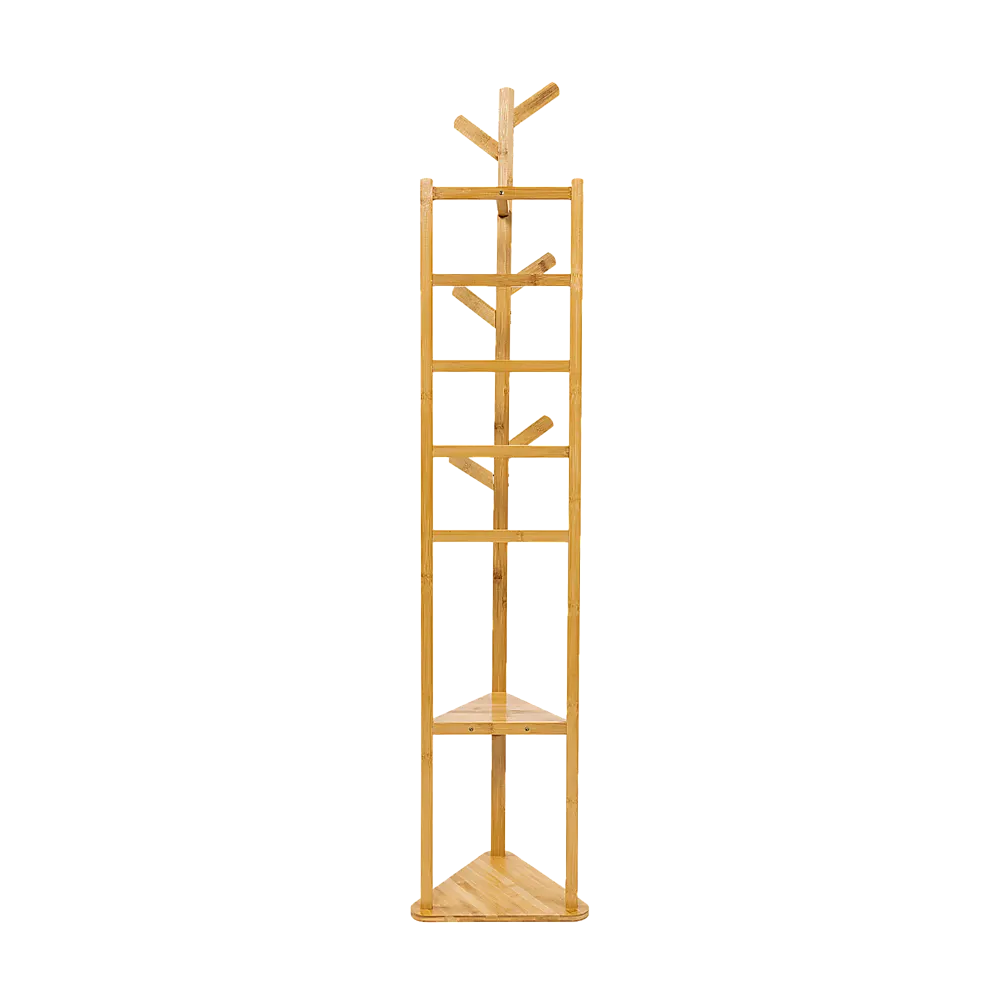 Clothes Coat Rack Garment Stand Shelf Wooden Tree Hanger Bag Hat Hook Holder