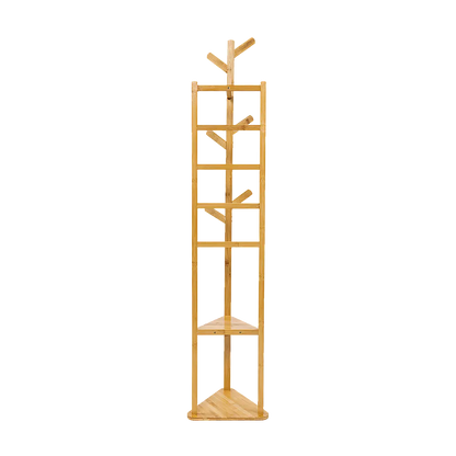 Clothes Coat Rack Garment Stand Shelf Wooden Tree Hanger Bag Hat Hook Holder