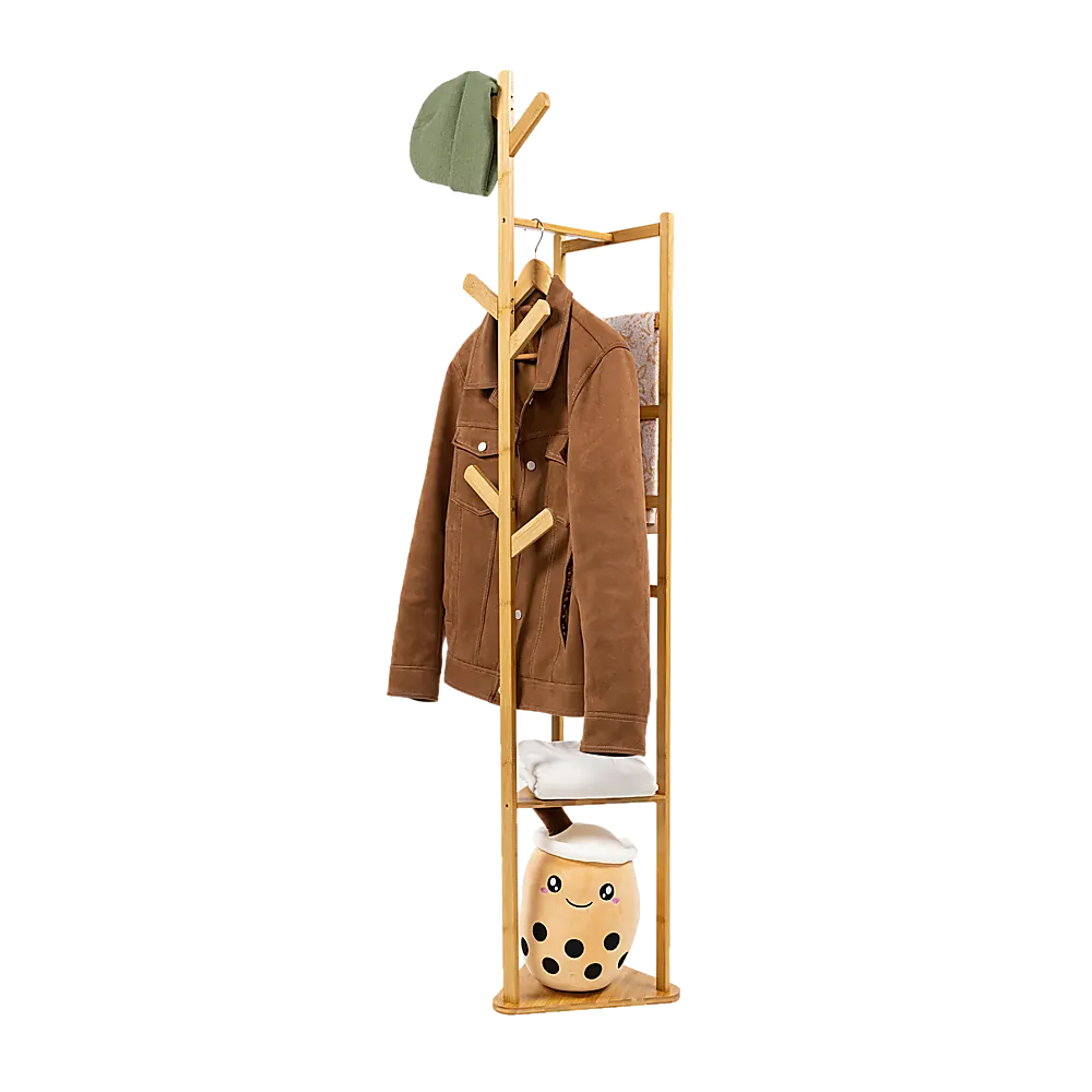 Clothes Coat Rack Garment Stand Shelf Wooden Tree Hanger Bag Hat Hook Holder - Image 4