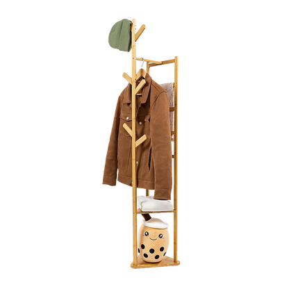 Clothes Coat Rack Garment Stand Shelf Wooden Tree Hanger Bag Hat Hook Holder - Image 4