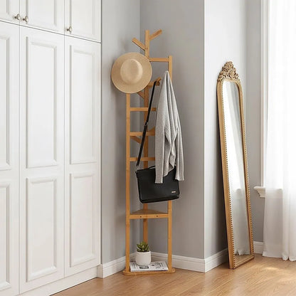 Clothes Coat Rack Garment Stand Shelf Wooden Tree Hanger Bag Hat Hook Holder - Image 5