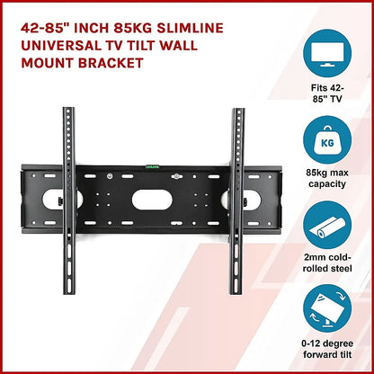 42-85" Inch 85kg Slimline Universal TV Tilt Wall Mount Bracket - Image 4
