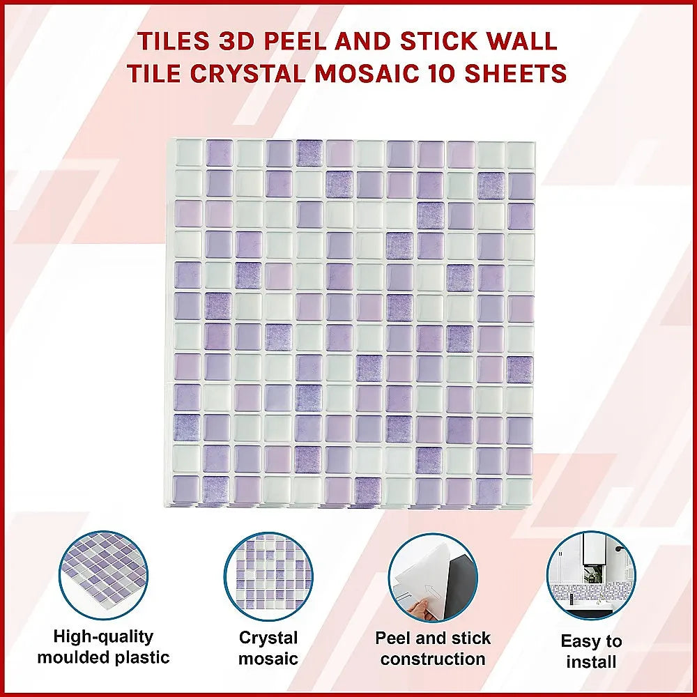 Tiles 3D Peel and Stick Wall Tile Crystal Mosaic 10 Sheets - Image 3