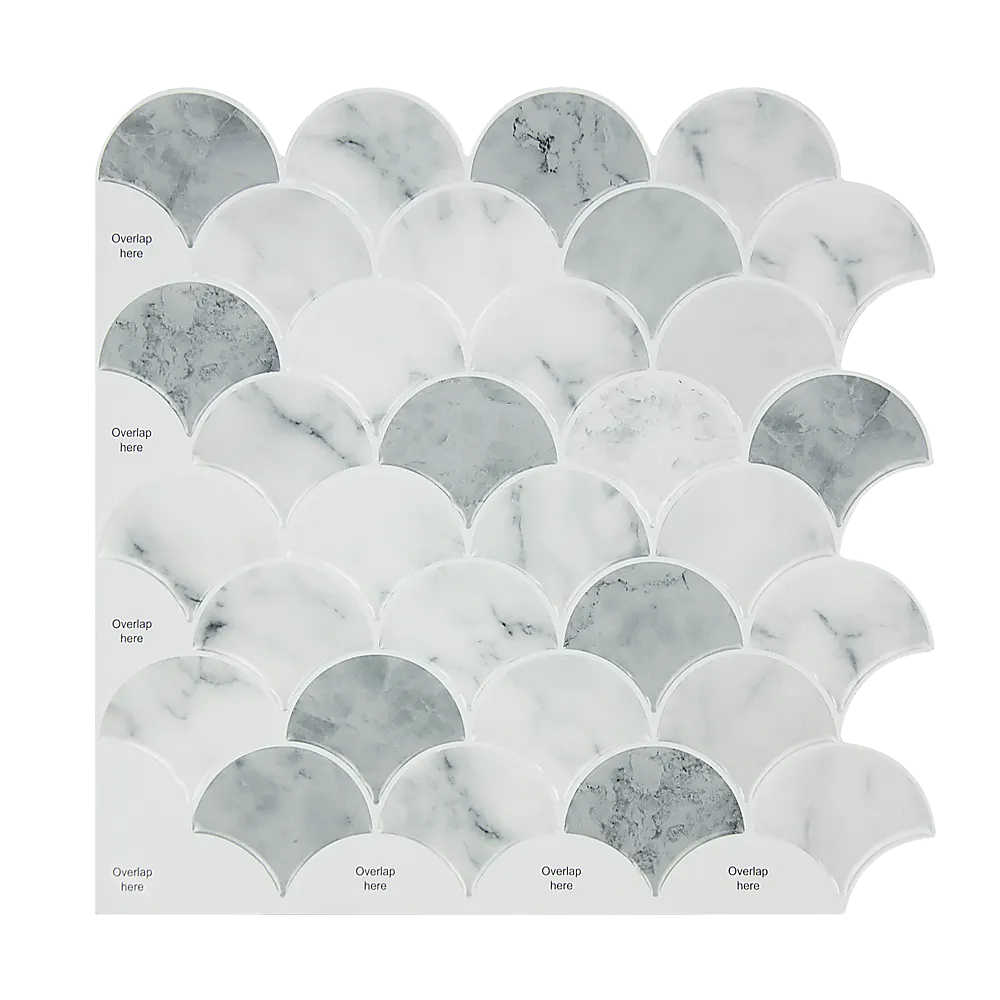 Tiles 3D Peel and Stick Wall Tile Fish Scale Mosaic 10 Sheets
