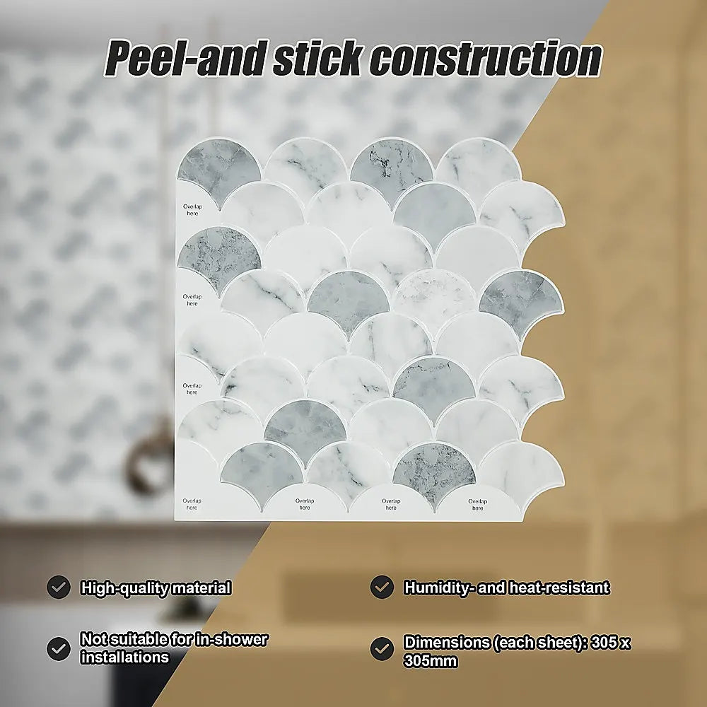 Tiles 3D Peel and Stick Wall Tile Fish Scale Mosaic 10 Sheets - Image 9