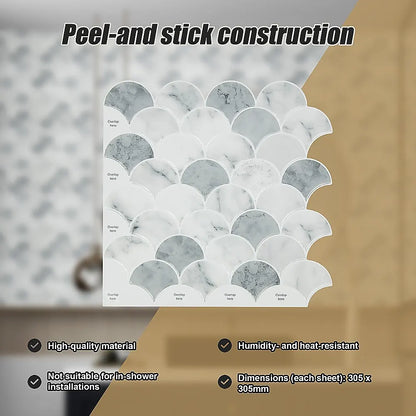 Tiles 3D Peel and Stick Wall Tile Fish Scale Mosaic 10 Sheets - Image 9
