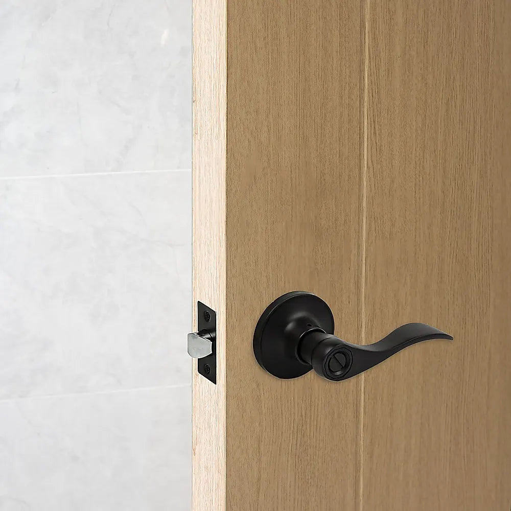 Door Handle Set Lever Privacy Function Black - Image 2