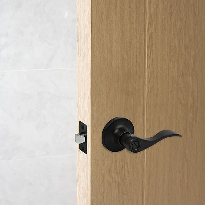 Door Handle Set Lever Privacy Function Black - Image 2