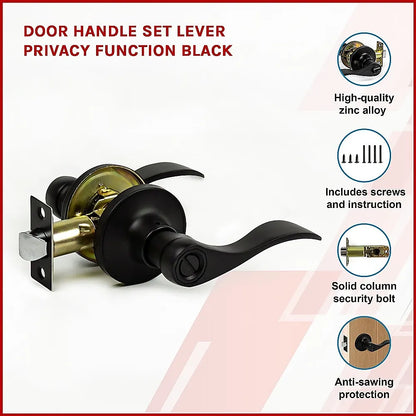 Door Handle Set Lever Privacy Function Black - Image 3