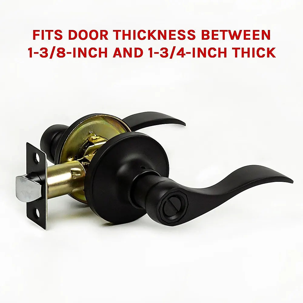 Door Handle Set Lever Privacy Function Black - Image 4
