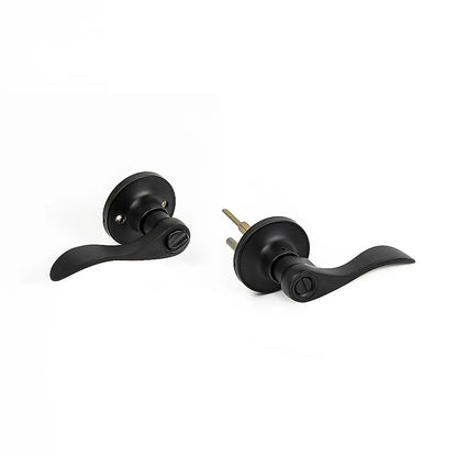 Door Handle Set Lever Privacy Function Black - Image 5