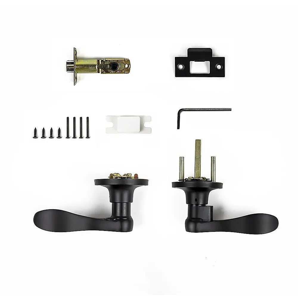 Door Handle Set Lever Privacy Function Black - Image 6