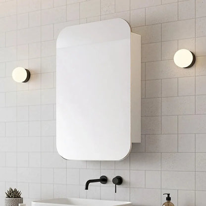 Rectangle Wall Hung Bathroom Mirror Shaving Cabinet Vanity Matte White - Image 2