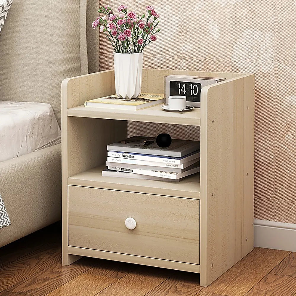 Bedside Tables Drawers Side Table Bedroom Furniture Nightstand Wood Unit - Image 2