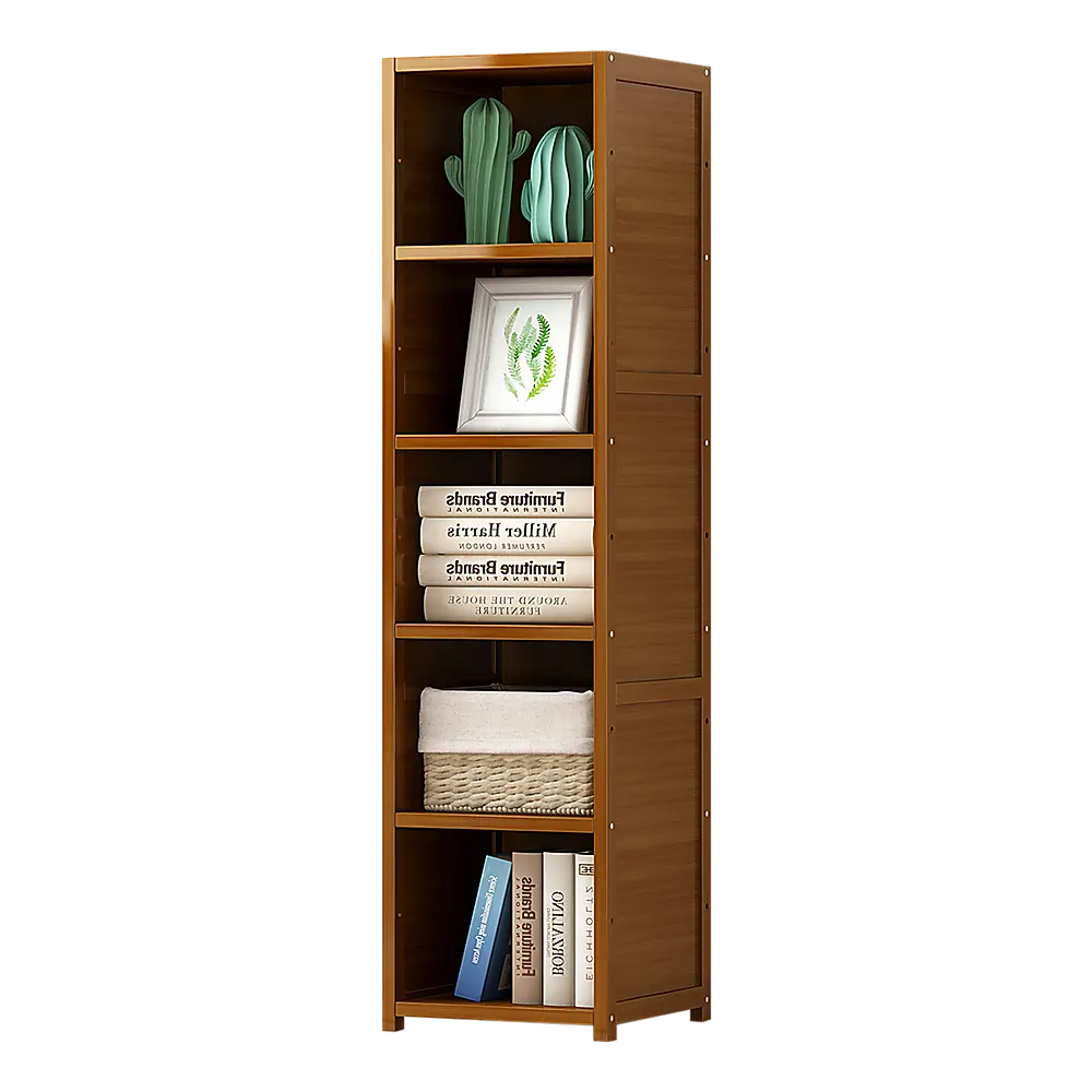 Bamboo 5-Shelf Bookcase – Tall Display Storage Rack Stand for Living Room, Bedroom, Office or Home Organisation