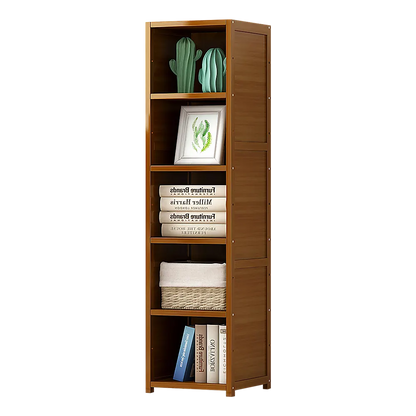 Bamboo 5-Shelf Bookcase – Tall Display Storage Rack Stand for Living Room, Bedroom, Office or Home Organisation