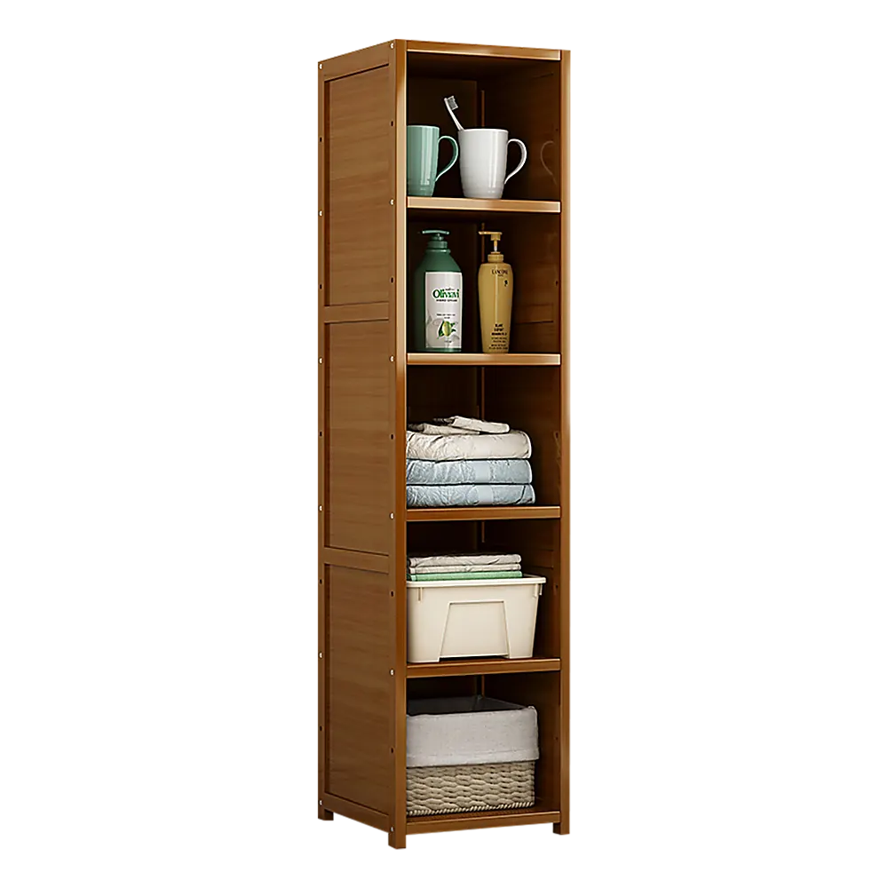 Bamboo 5-Shelf Bookcase – Tall Display Storage Rack Stand for Living Room, Bedroom, Office or Home Organisation - Image 4