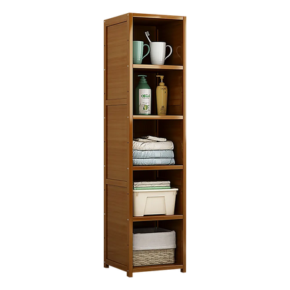 Bamboo 5-Shelf Bookcase – Tall Display Storage Rack Stand for Living Room, Bedroom, Office or Home Organisation - Image 4