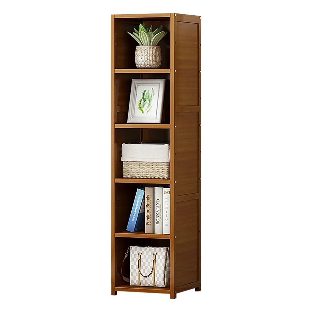 Bamboo 5-Shelf Bookcase – Tall Display Storage Rack Stand for Living Room, Bedroom, Office or Home Organisation - Image 8