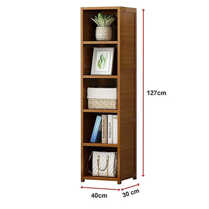 Bamboo 5-Shelf Bookcase – Tall Display Storage Rack Stand for Living Room, Bedroom, Office or Home Organisation - Image 9