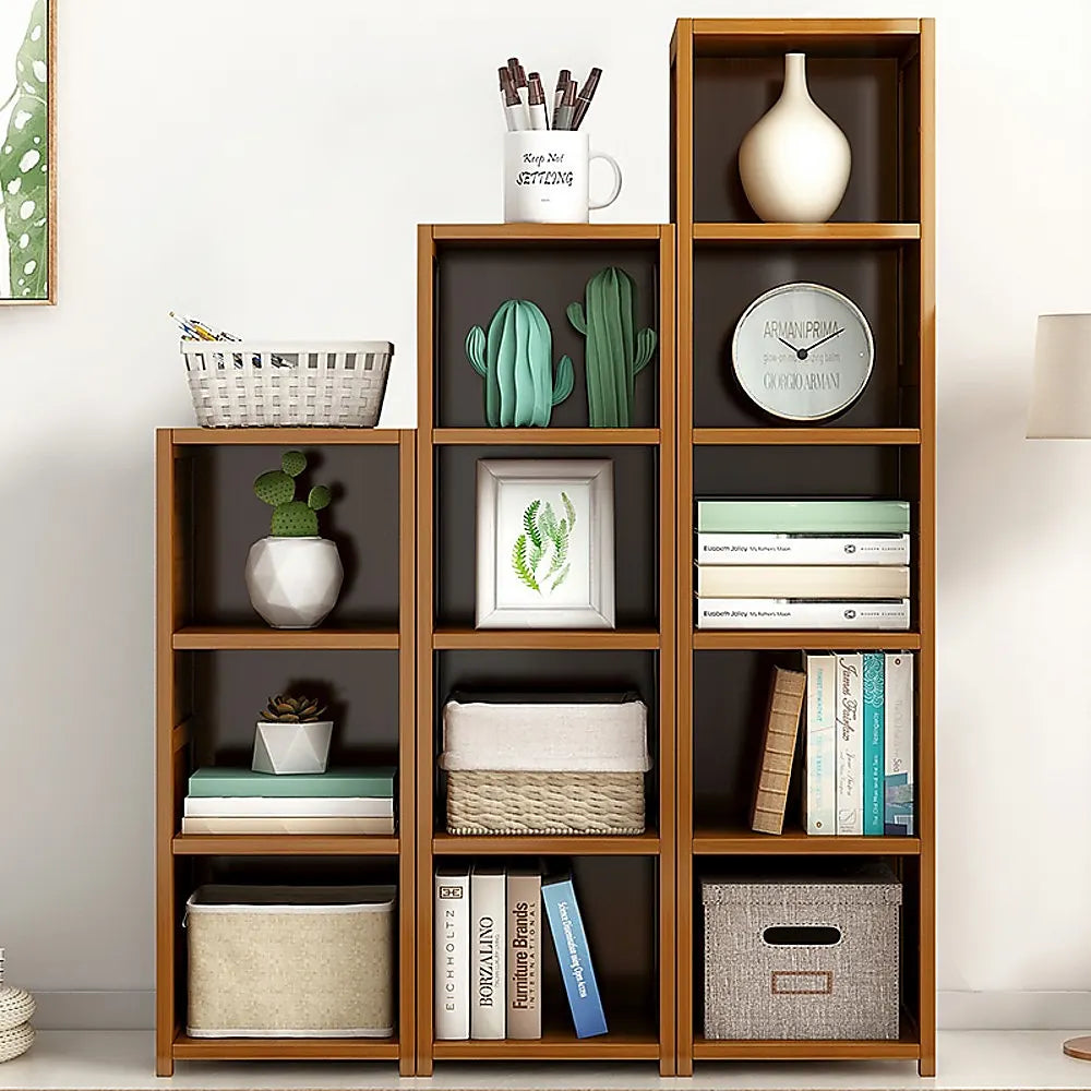 3 Piece Bamboo Adjustable Shelf Set – Bookcase Display Storage Rack Stand - Image 4