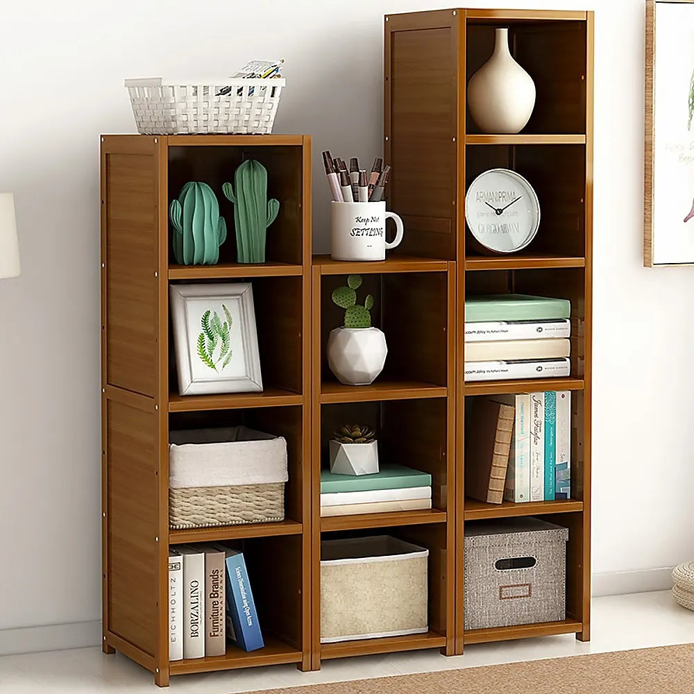 3 Piece Bamboo Adjustable Shelf Set – Bookcase Display Storage Rack Stand - Image 2