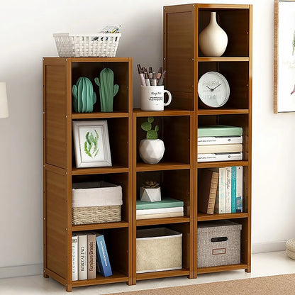 3 Piece Bamboo Adjustable Shelf Set – Bookcase Display Storage Rack Stand - Image 2