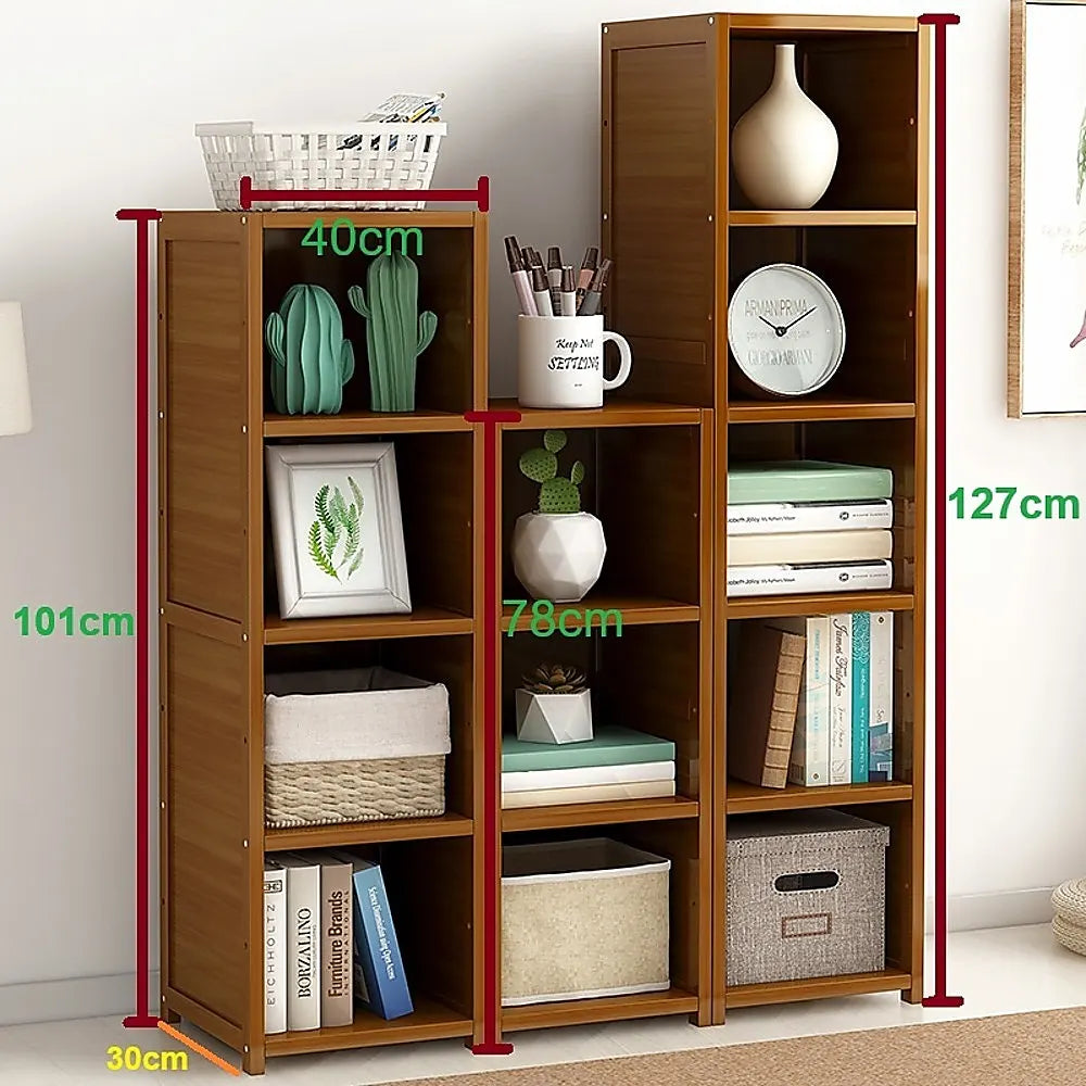 3 Piece Bamboo Adjustable Shelf Set – Bookcase Display Storage Rack Stand - Image 6