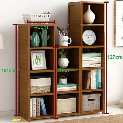 3 Piece Bamboo Adjustable Shelf Set – Bookcase Display Storage Rack Stand - Image 6