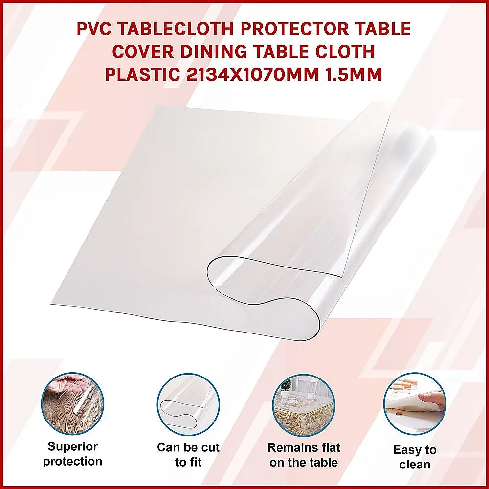 PVC Tablecloth Protector Table Cover Dining Table Cloth Plastic 2134x1070mm 1.5mm - Image 3