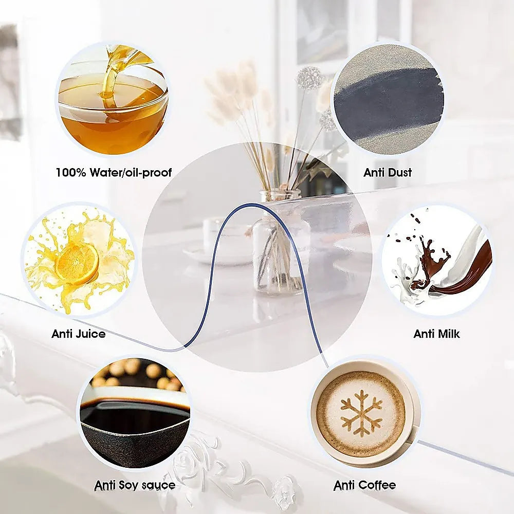 PVC Tablecloth Protector Table Cover Dining Table Cloth Plastic 2134x1070mm 1.5mm - Image 7